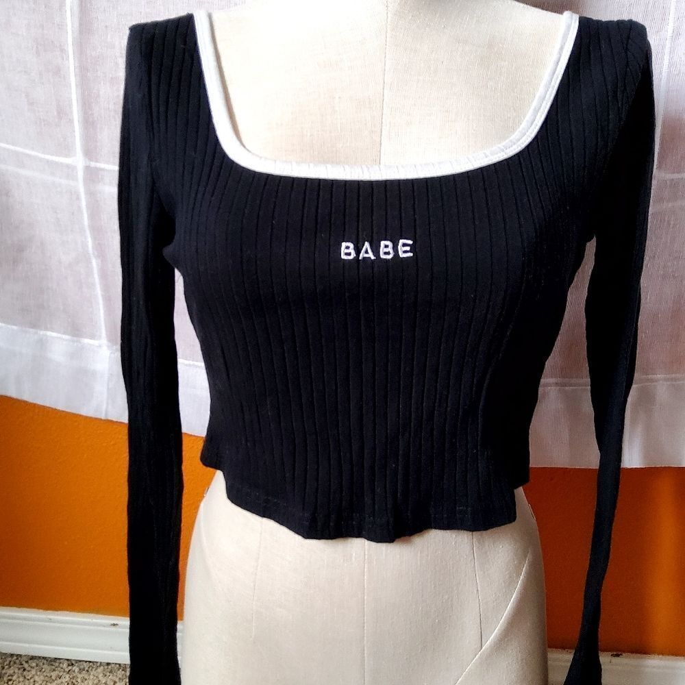 Shein Women's "Babe" Ribbed Crop Top Size L